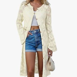 NWT! Boho Crochet Long Cardigan (sz. Small)